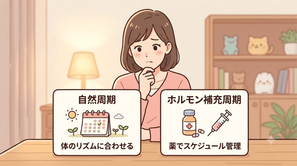 自然周期かホルモン補充周期で悩む女性